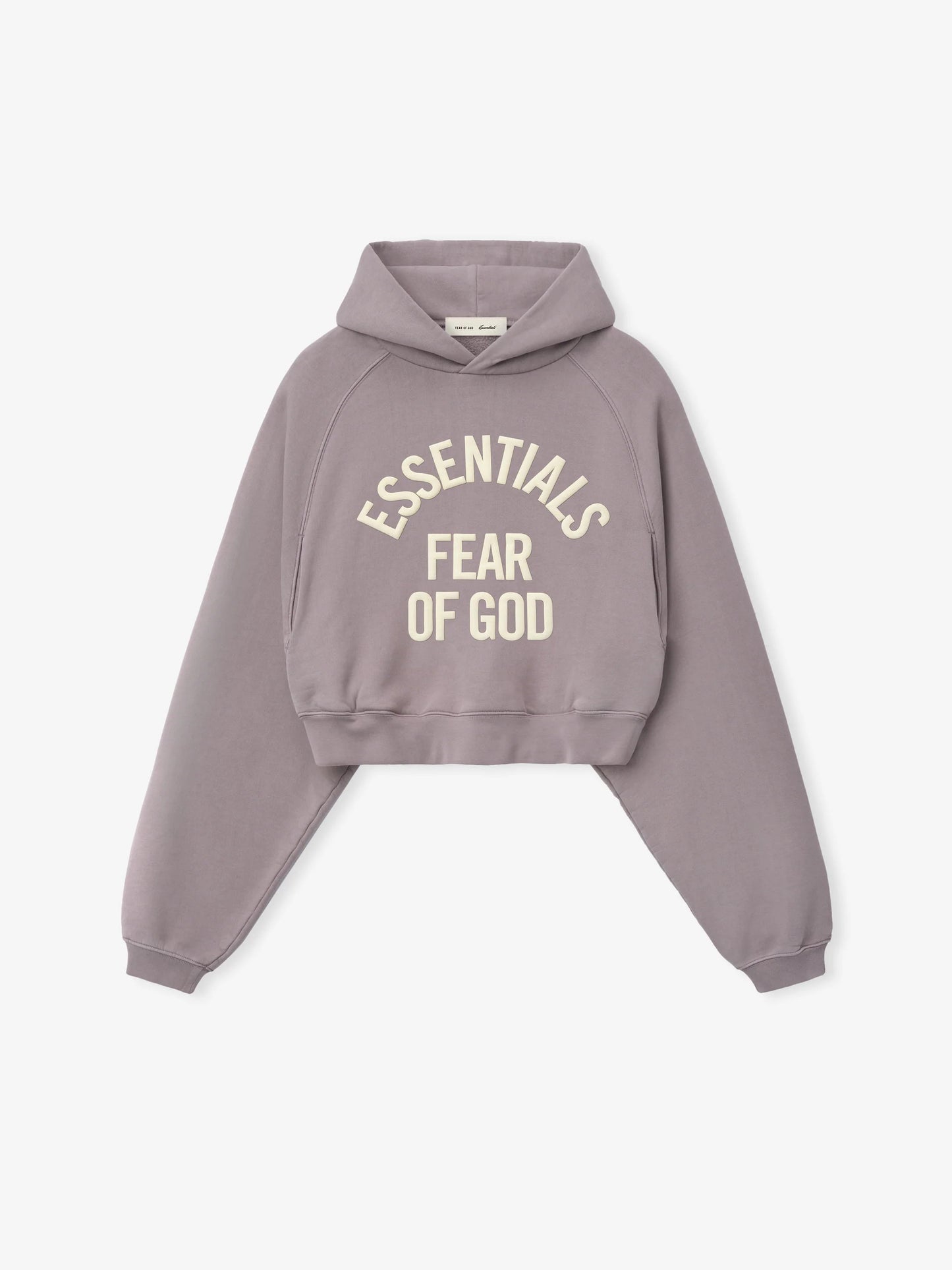 Fear of God Essentials "Campus 90'S Cropped Raglan Hoodie" Womens- Faded Mauve