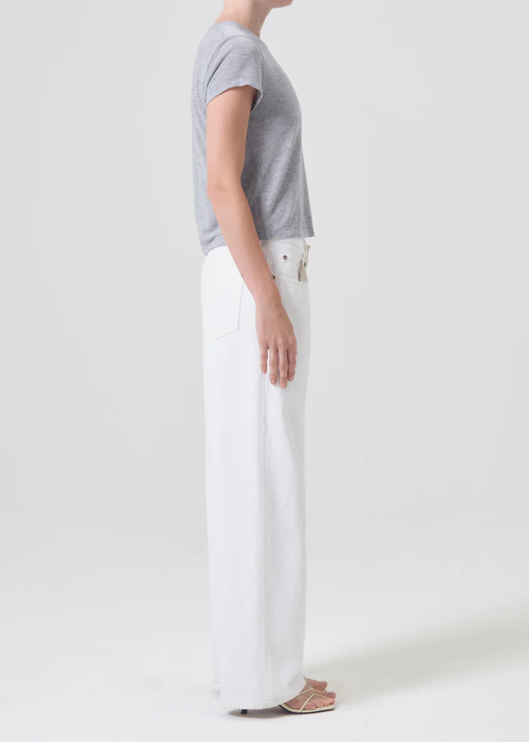 AGOLDE "Adine Shrunken Tee" Womens - Grey Heather
