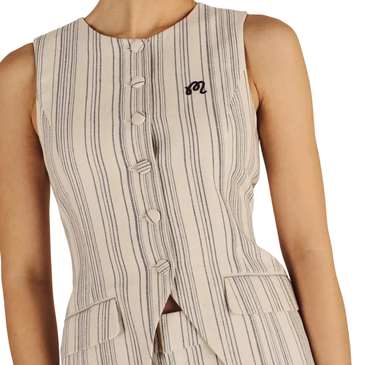 Malbon "Keily Vest" Womens - Cream Stripe