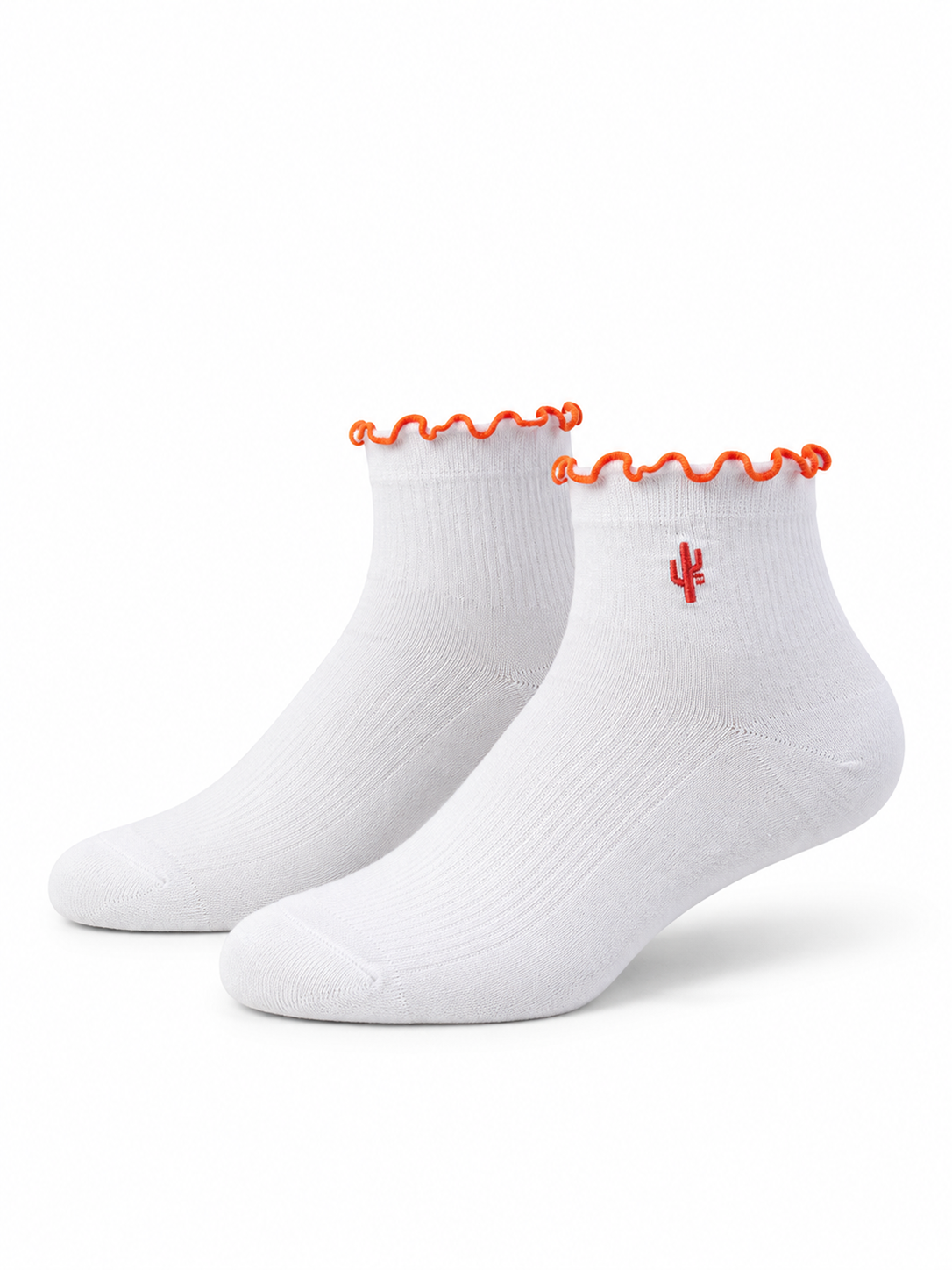 Manor "Scallop Sock" - White / Orange