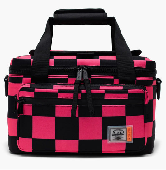 Herschel "Insulated Pop Quiz Cooler 12 Pack" - Large Check Neon Pink / Black