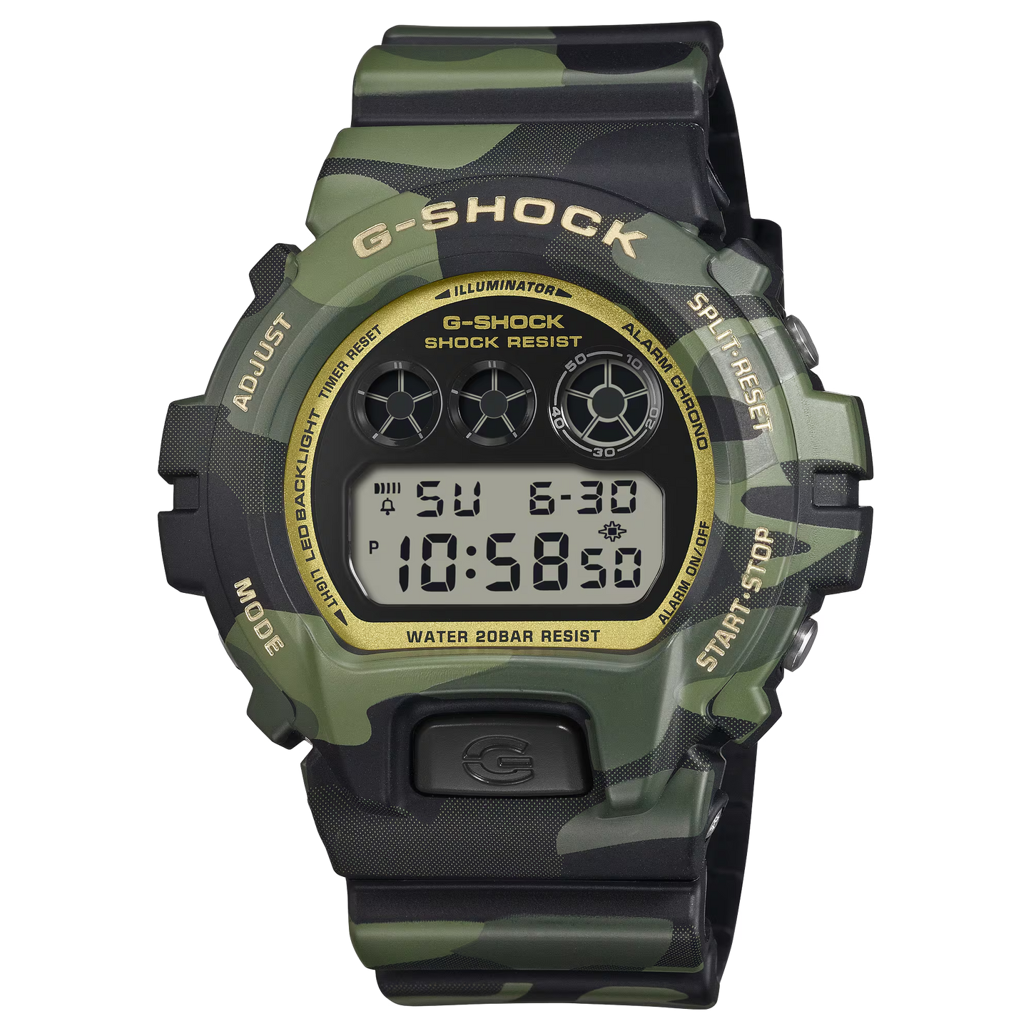 Casio "G-Shock DW6900CMG-3" Watch - Camo and Gold