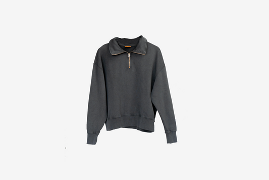 Manor "Washed French Terry Quarter Zip" Mens - Asphalt