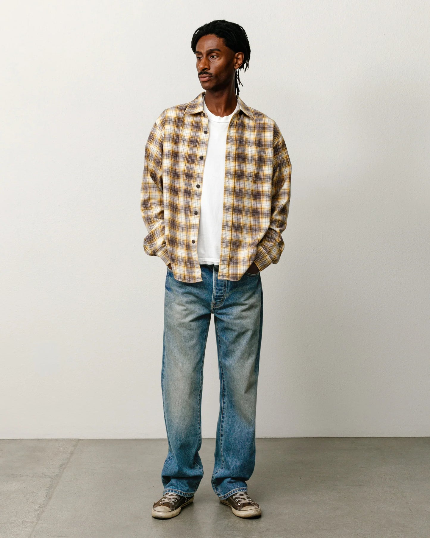 Stussy "Dax Plaid Shirt" Mens - Gold
