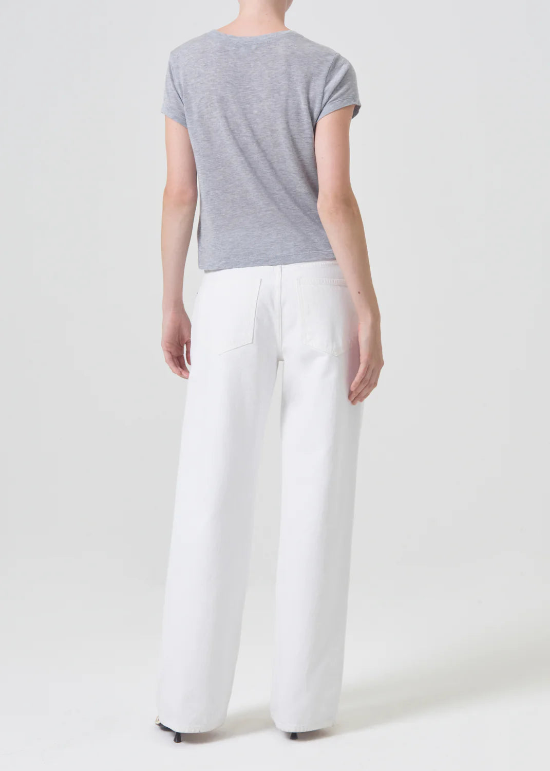 AGOLDE "Adine Shrunken Tee" Womens - Grey Heather