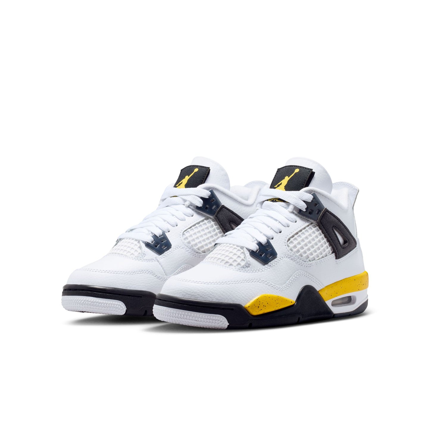 Air Jordan "4 Retro" Grade School - White / Tour Yellow / Dark Blue Grey