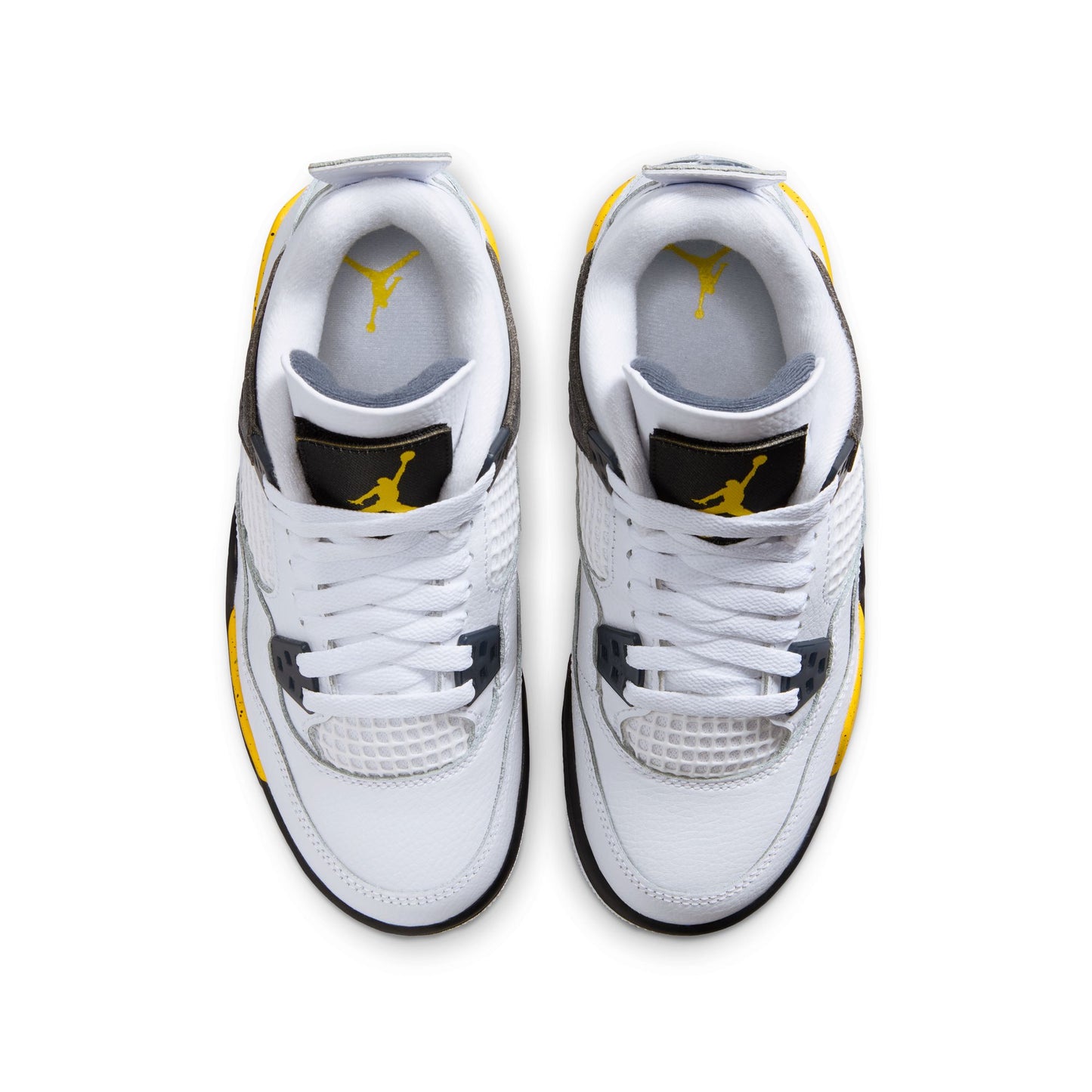 Air Jordan "4 Retro" Grade School - White / Tour Yellow / Dark Blue Grey
