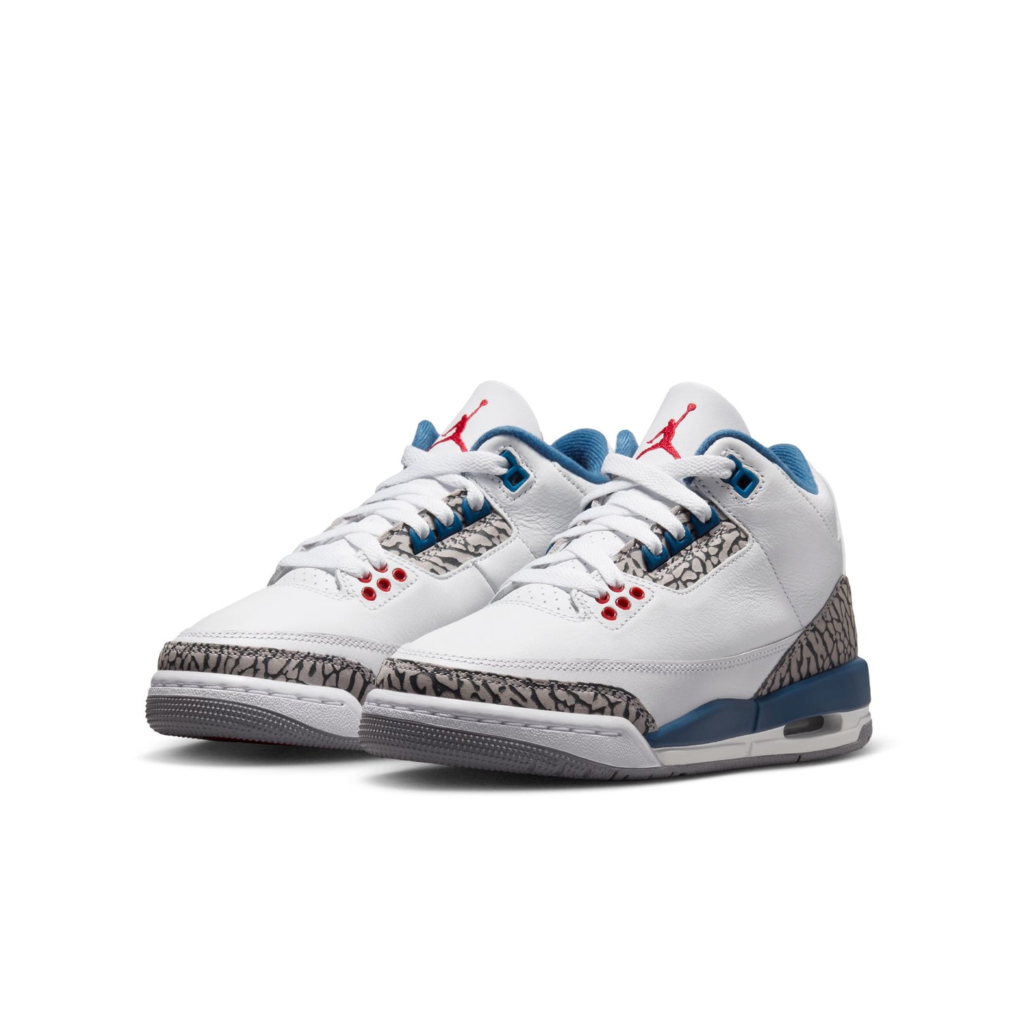 Air Jordan "3 Retro" Grade School - White / Fire Red / True Blue