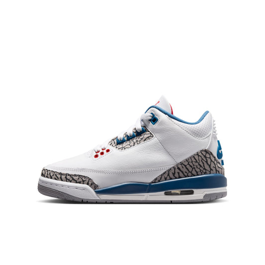 Air Jordan "3 Retro" Grade School - White / Fire Red / True Blue