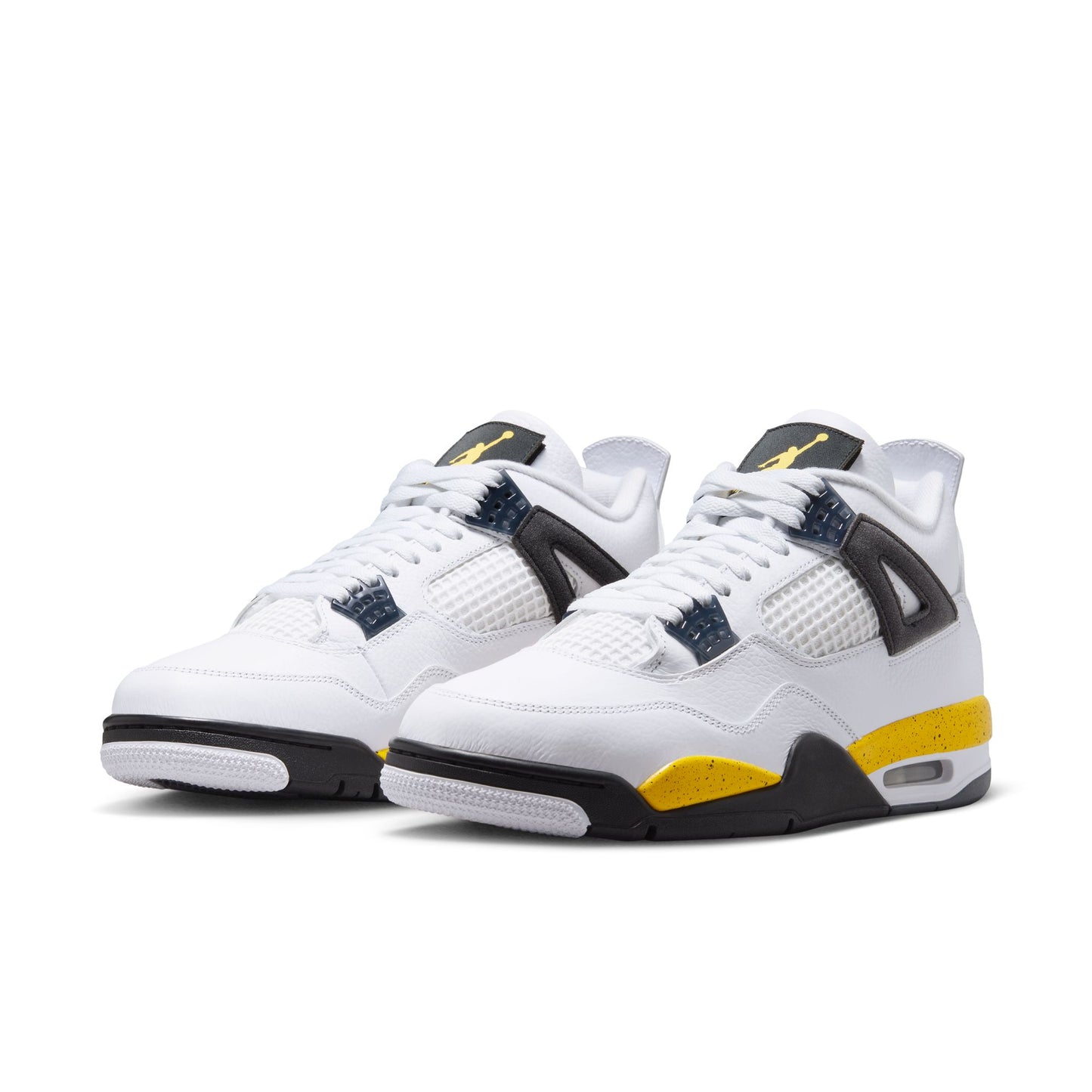 Air Jordan "4 Retro" Mens - White / Tour Yellow / Dark Blue /Grey Black