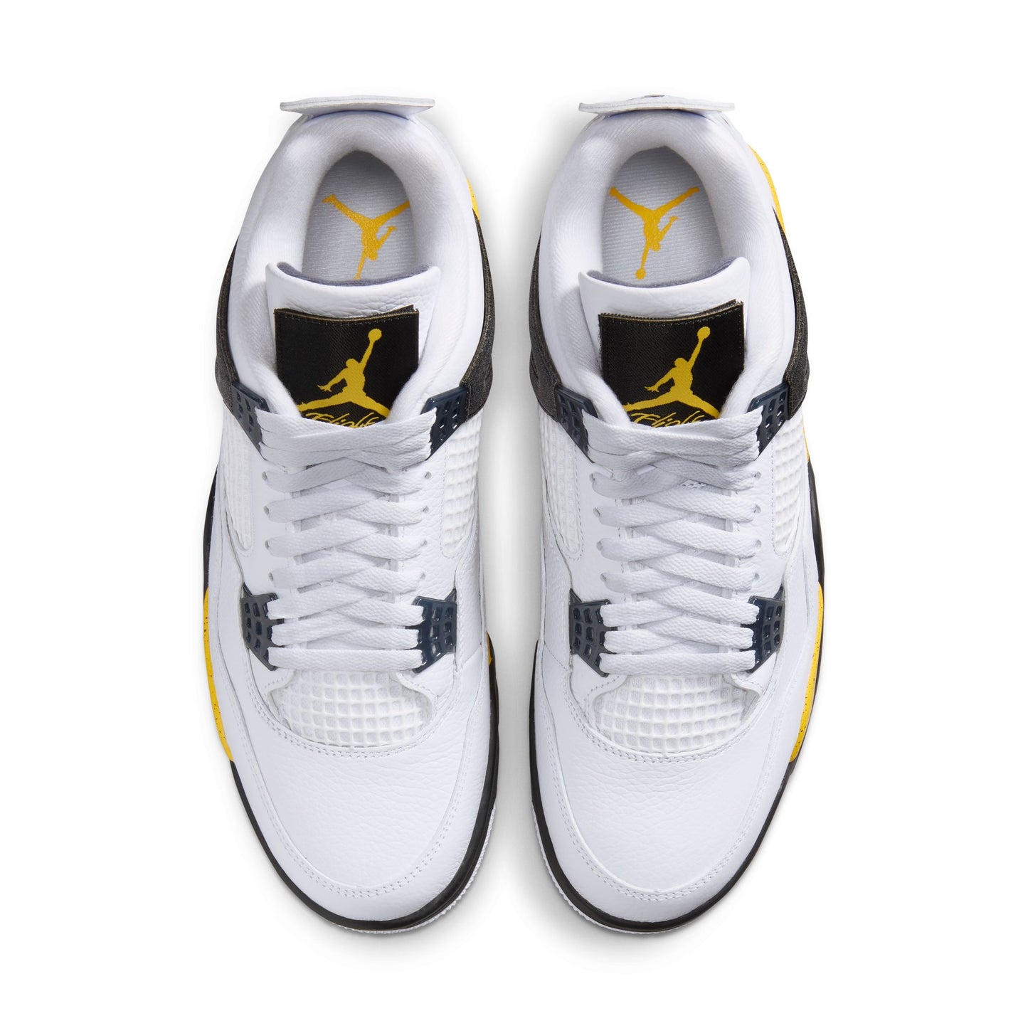 Air Jordan "4 Retro" Mens - White / Tour Yellow / Dark Blue /Grey Black