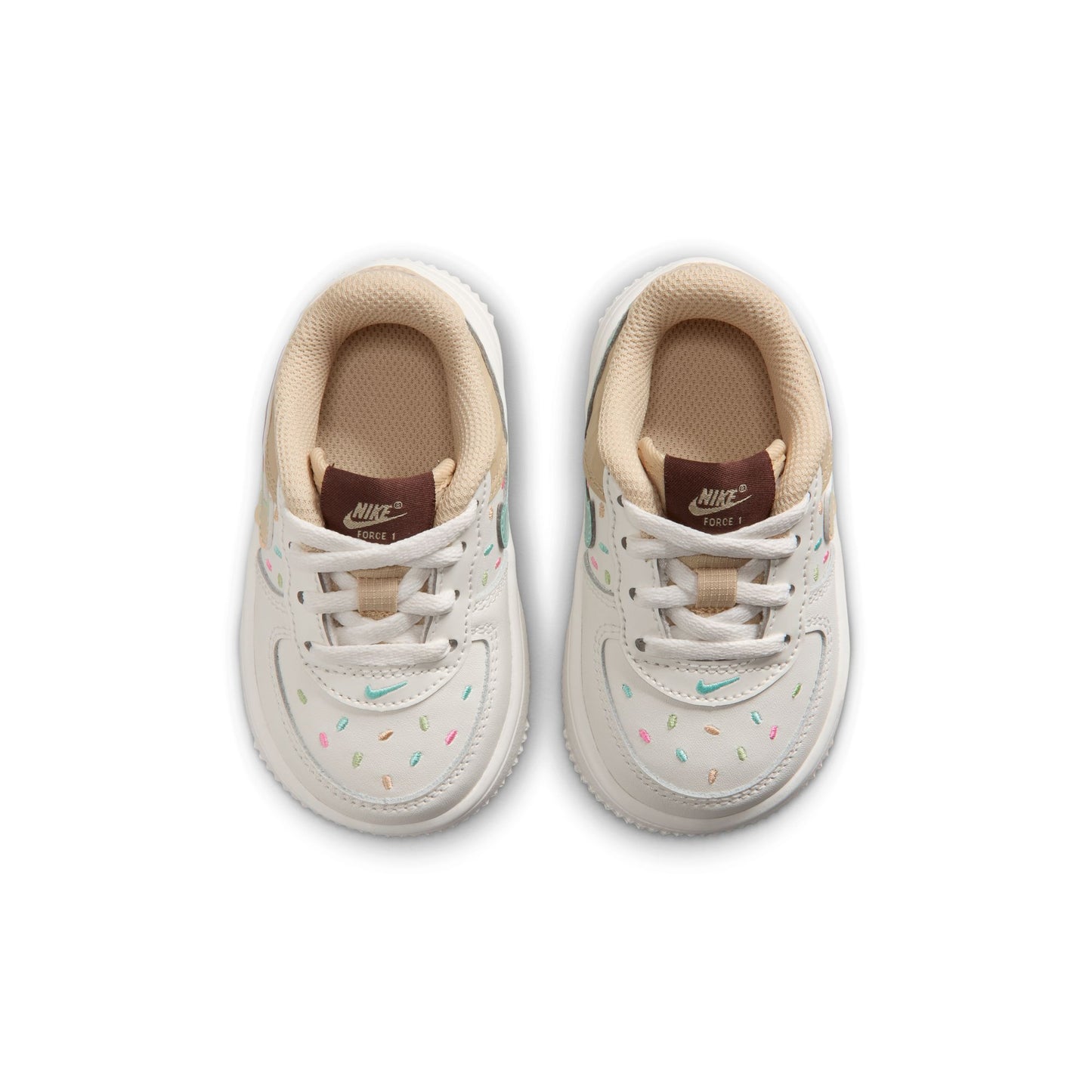 Nike "Force 1 Low BT Lace" Toddler - Sail / Multi-Color / Sesame