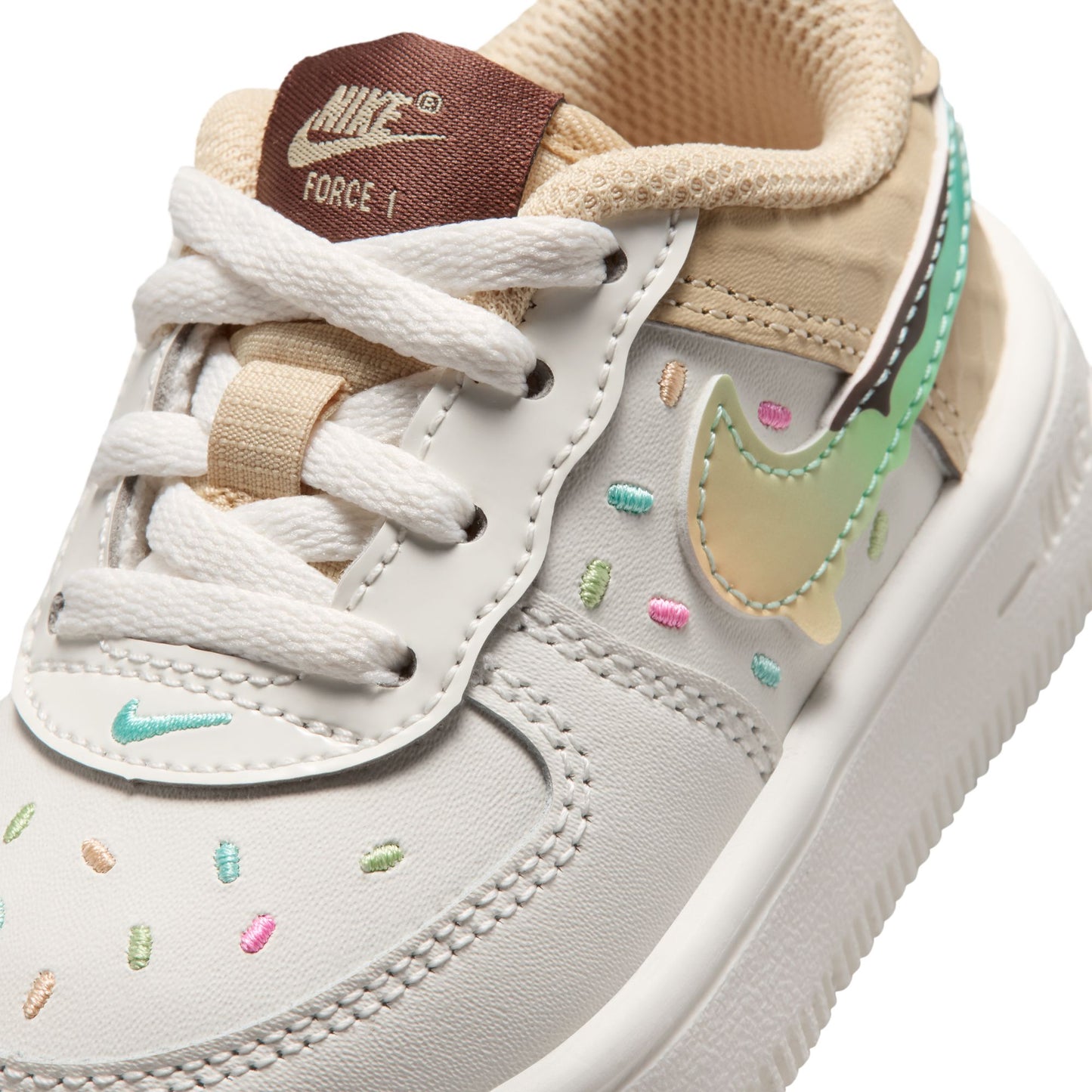 Nike "Force 1 Low BT Lace" Toddler - Sail / Multi-Color / Sesame