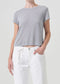 AGOLDE "Adine Shrunken Tee" Womens - Grey Heather