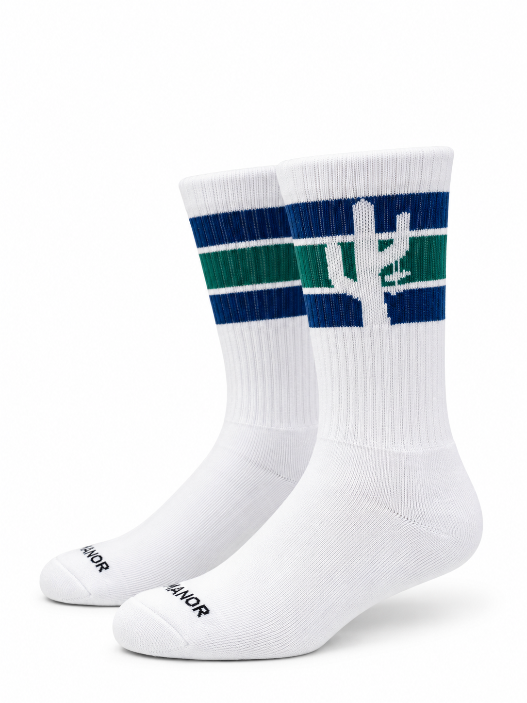 Manor "Striped Hang Time Sock" - White / Green / Blue