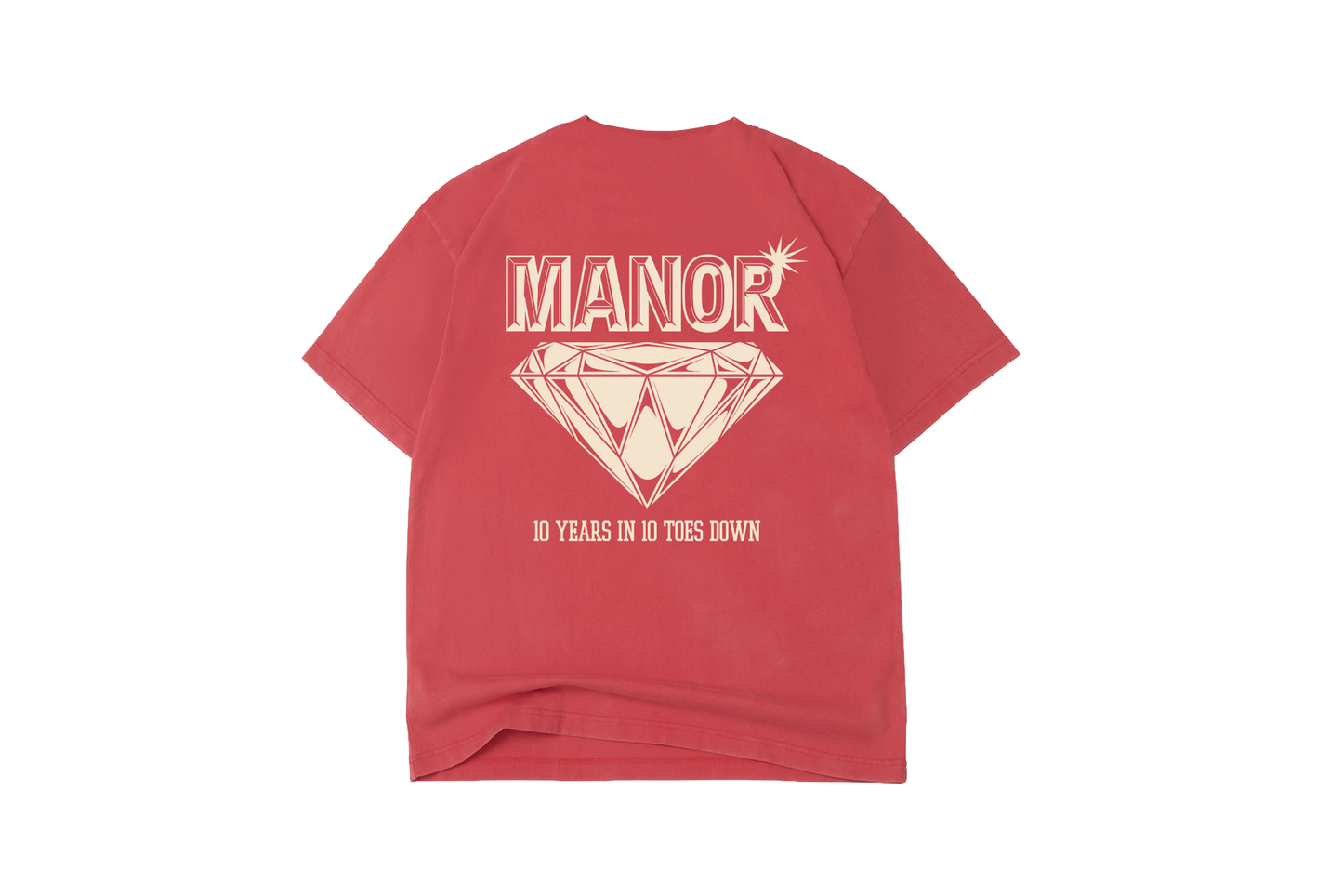 Manor "10 Years In Hangtime T-Shirt" Mens - Cherry / Sail