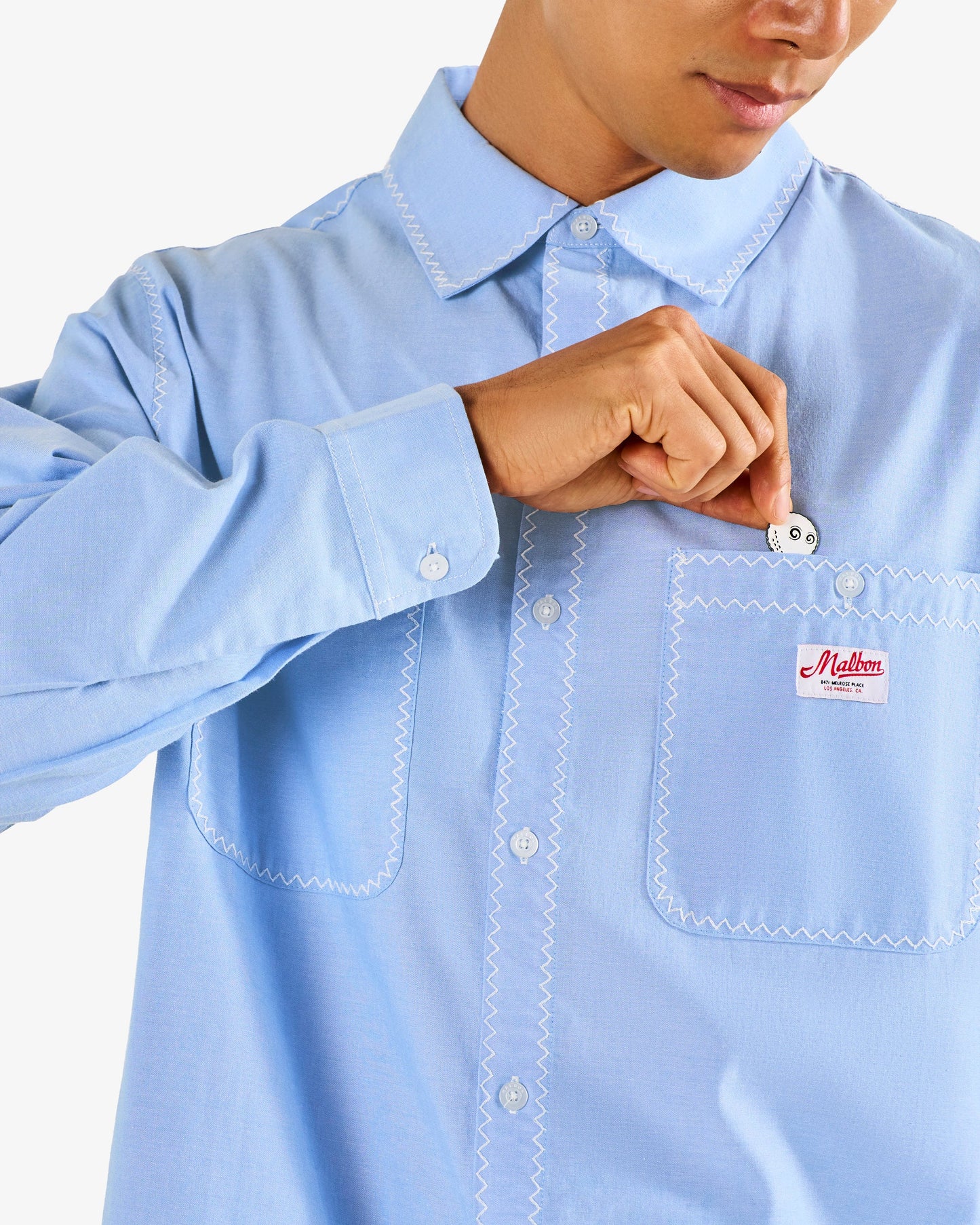 Malbon "Benchmark Shirt" Mens - Blue Chambray