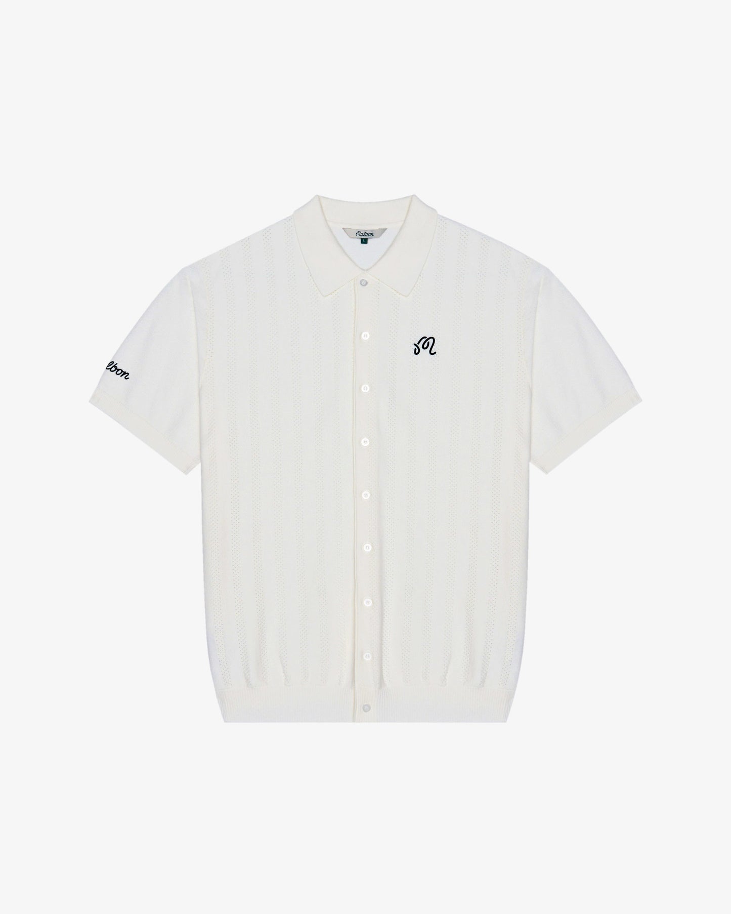 Malbon "Crosscut Knit Polo" Mens - Ivory / White