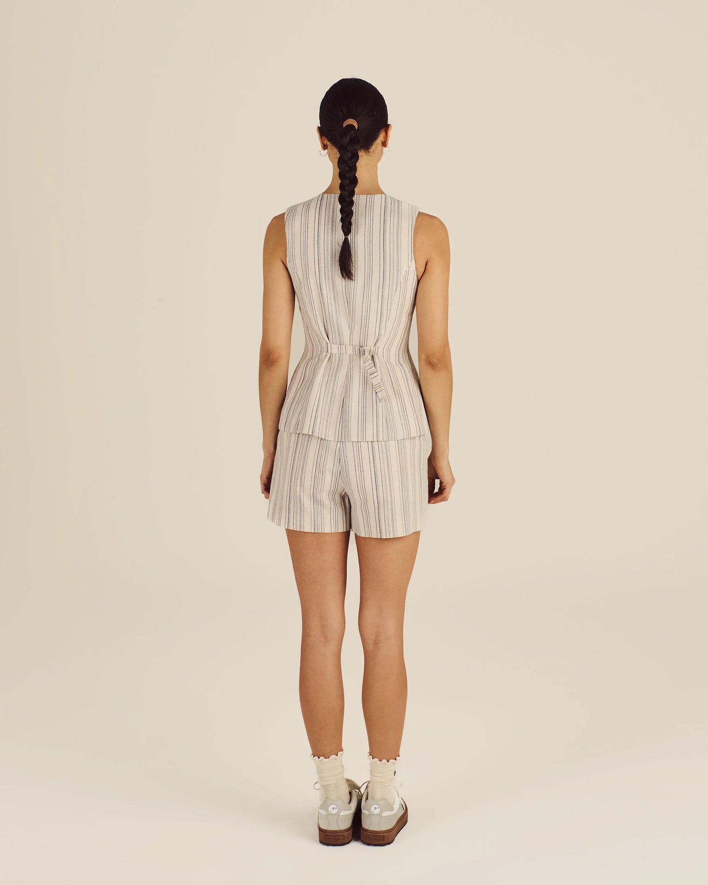 Malbon "Keily Short " Womens - Cream Stripe