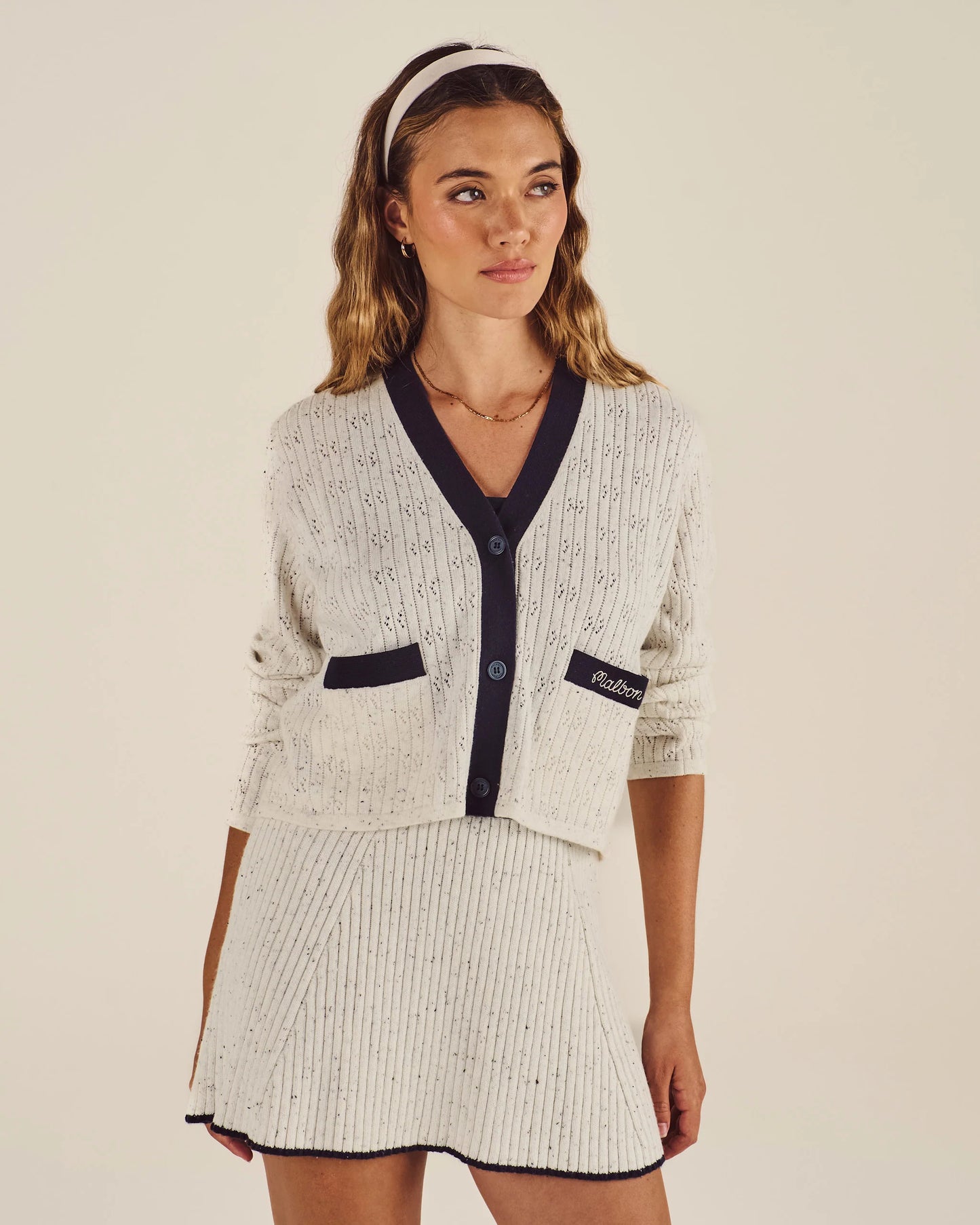 Malbon "Nara Cardigan" Womens - Silver Gray