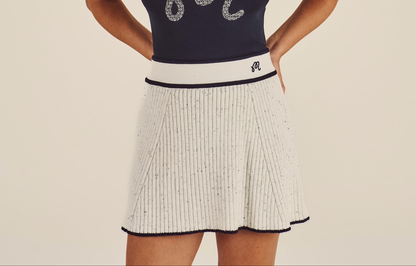 Malbon "Irene Knit Skirt" Womens - Silver Gray