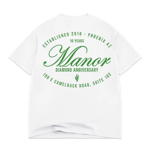 Manor "Diamond Anniversary Script T-Shirt" Mens - White