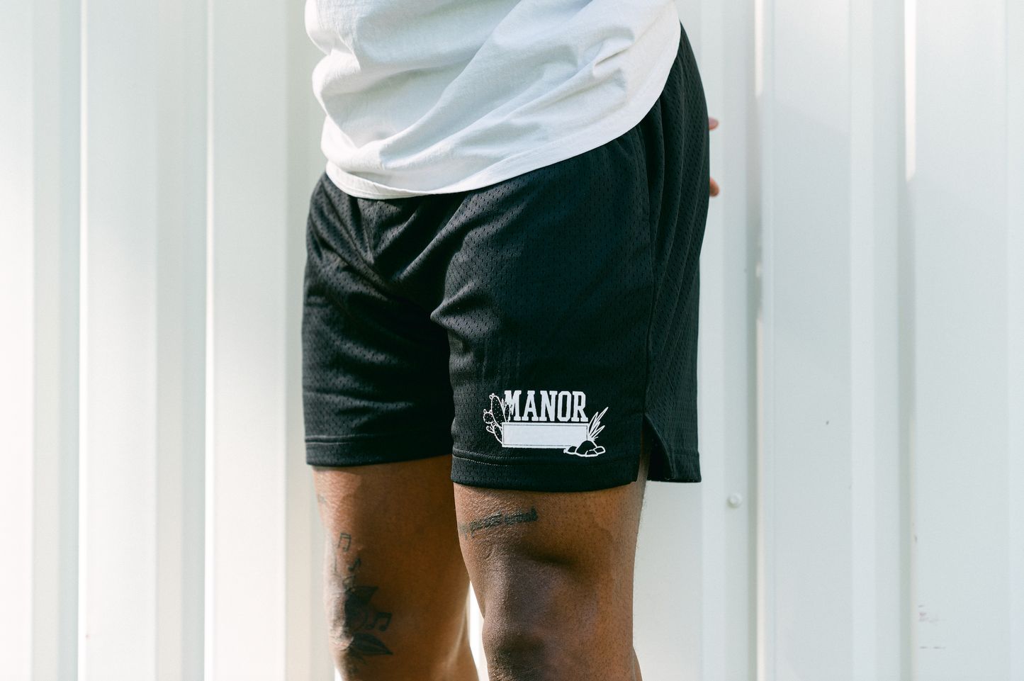 Manor "Mesh Gym Shorts" Mens - Black / White