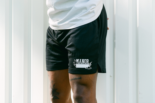 Manor "Mesh Gym Shorts" Mens - Black / White