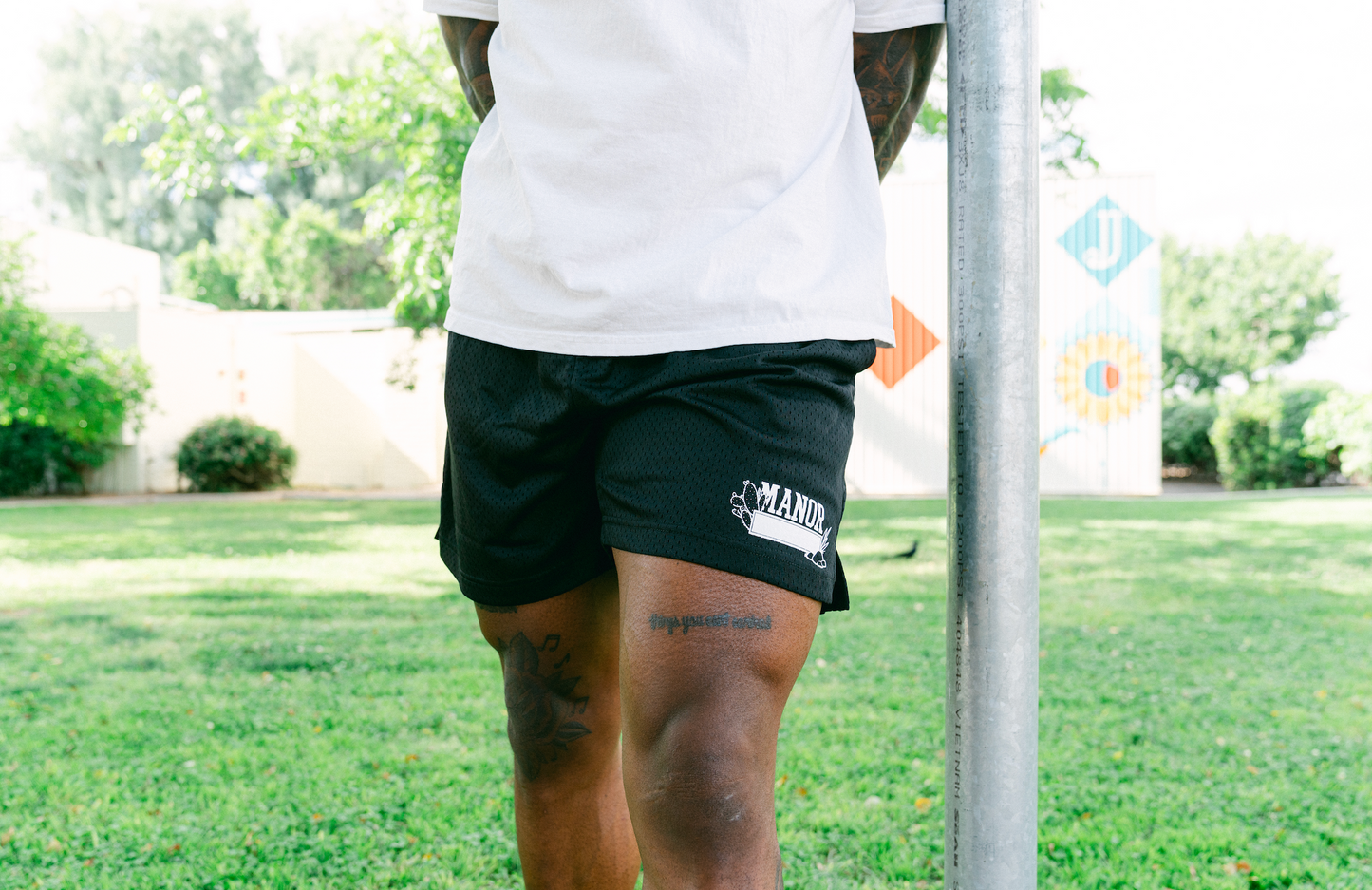 Manor "Mesh Gym Shorts" Mens - Black / White