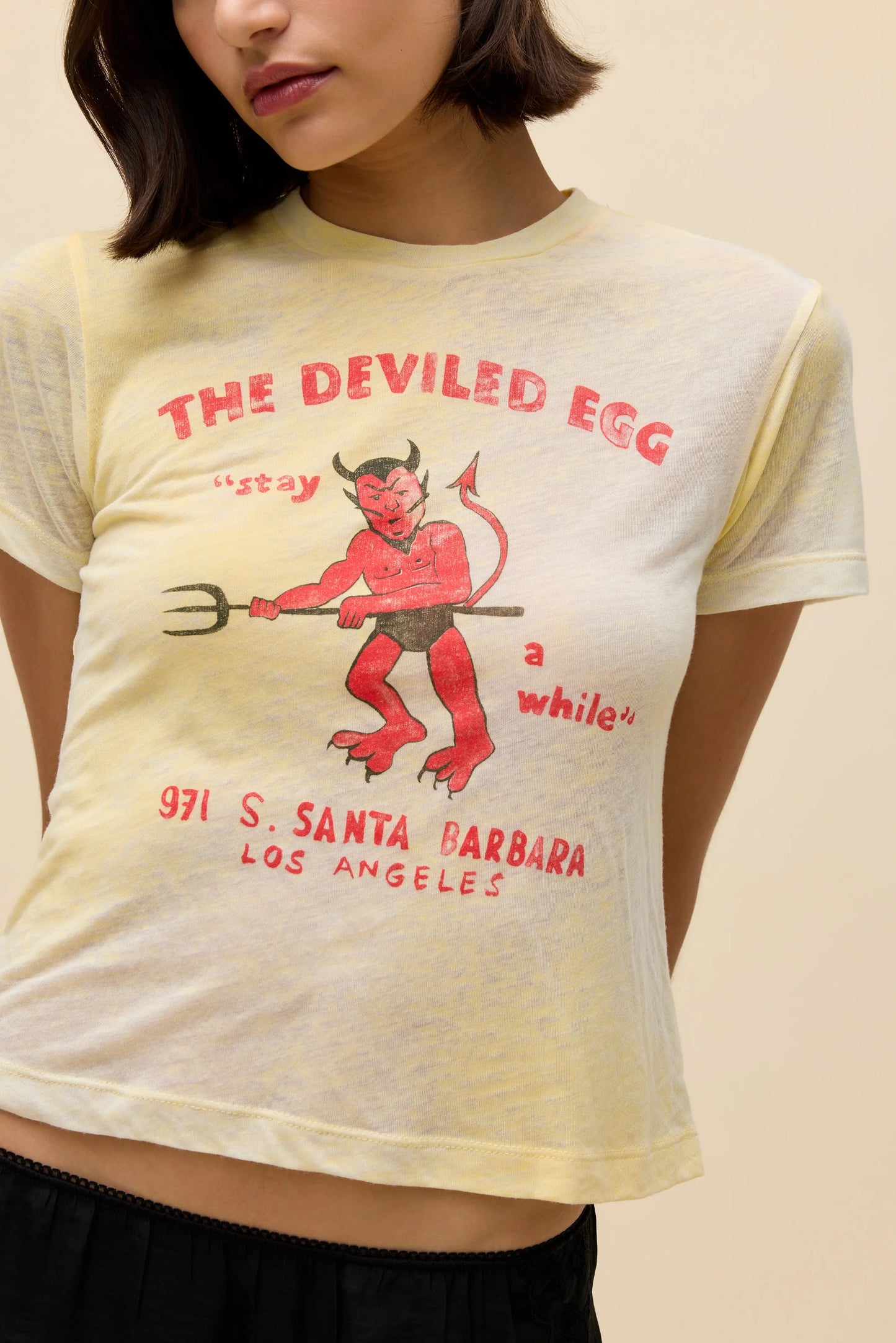 Daydreamer "The Deviled Egg Burnout Vintage Tee" Womens - Poppy Yellow