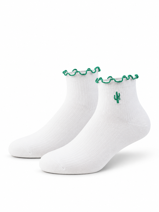 Manor "Scallop Sock" - White / Green
