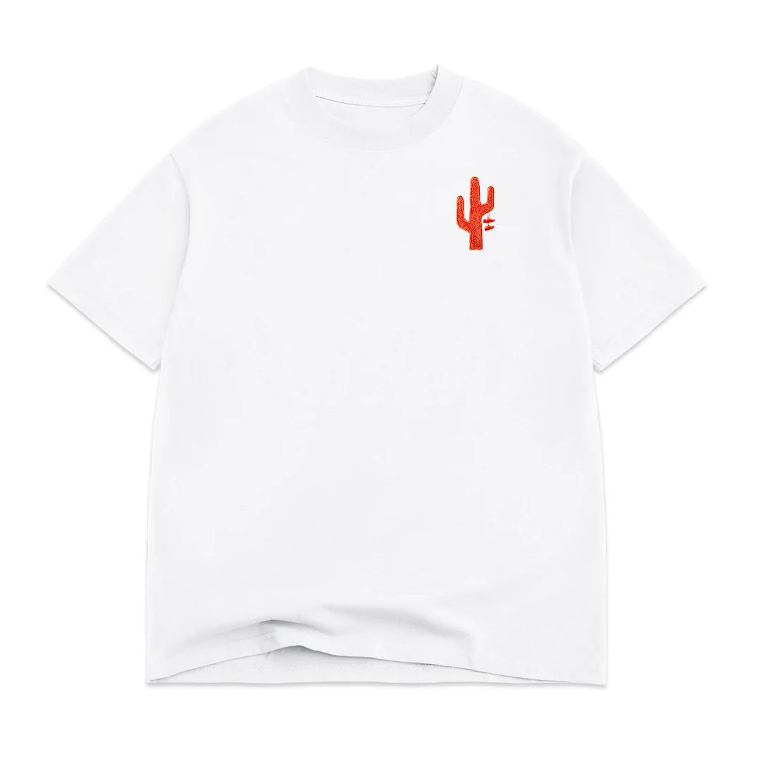 Manor "Classic Embroidered T-Shirt" Mens - White / Orange