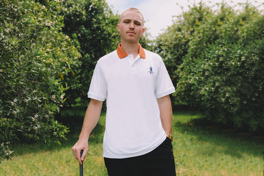 Manor Golf Club "Southwestern Hang Time" M - White / Navy / Sunburst Orange