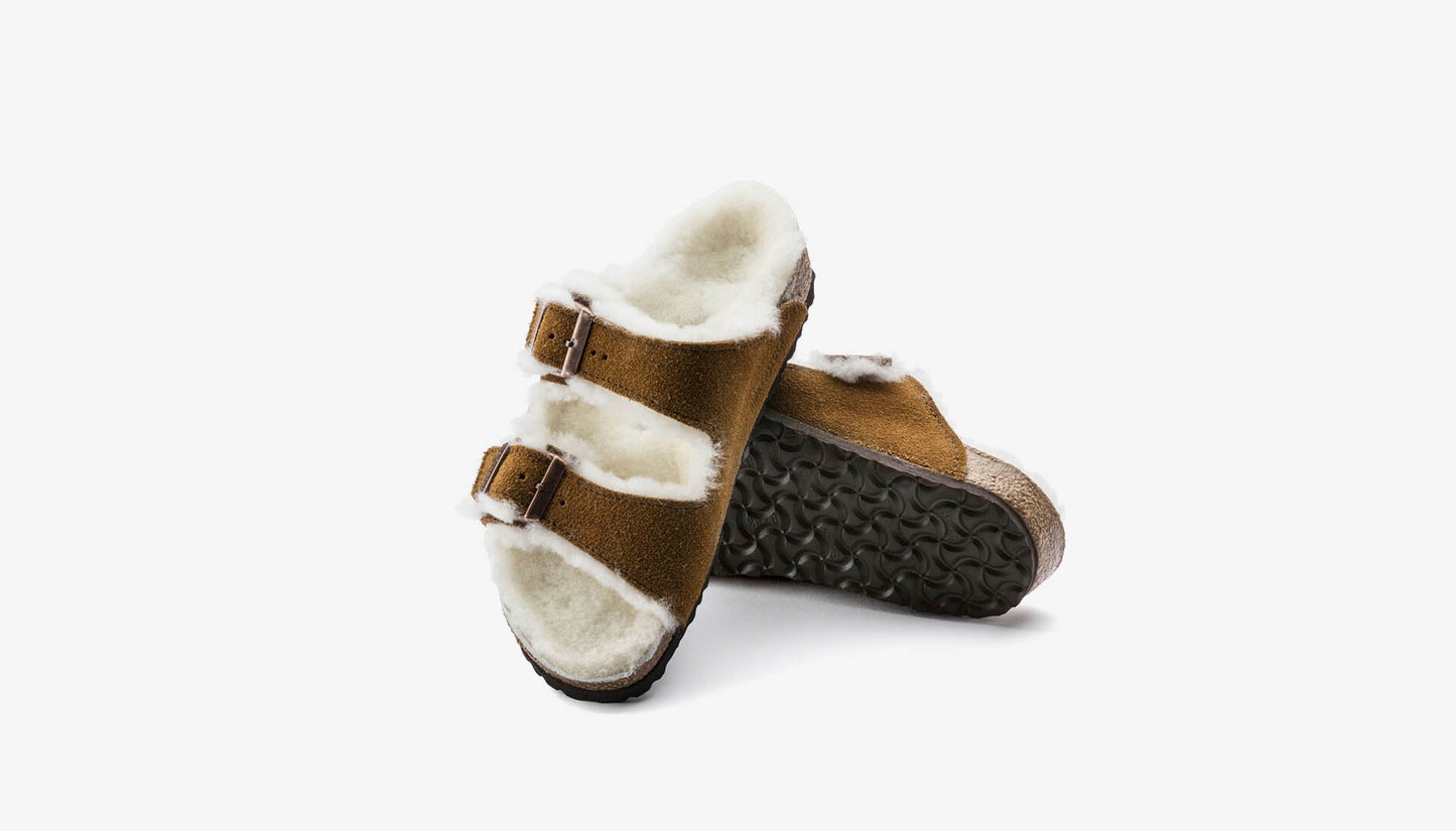 Birkenstock Kids "Arizona Shearling" - Mink (Narrow Fit)